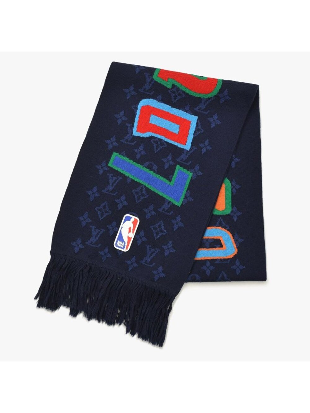 Louis Vuitton Echarpe NBA Monogram Letters Scarf Navy Multicolor